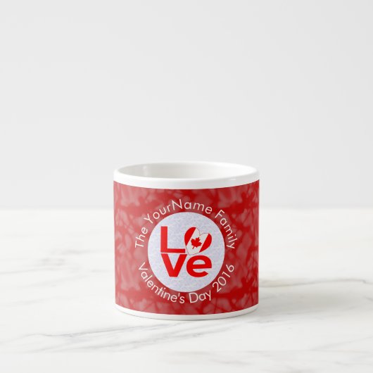 Gepersonaliseerde Canadese Rode LOVE Vlag Espresso Kop (Voorkant)