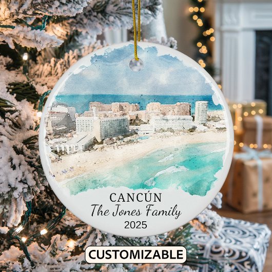 Gepersonaliseerde Cancun Ornament, Mexico Gift Keramisch Ornament