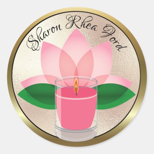 Gepersonaliseerde Candle Lotus Blossom Sticker (Voorkant)