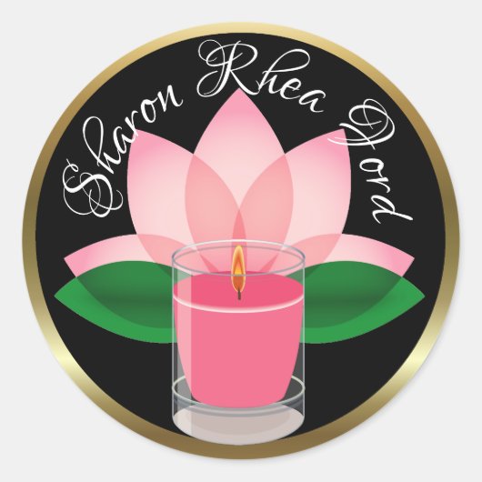 Gepersonaliseerde Candle Lotus Blossom Sticker (Voorkant)