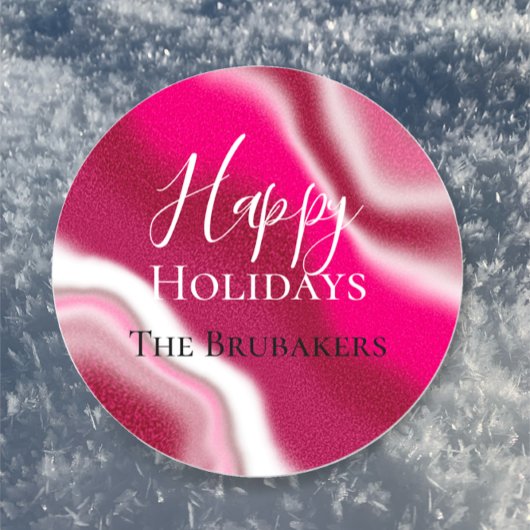 Gepersonaliseerde Candy Cane Cool Red Happy Holida Ronde Sticker