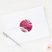 Gepersonaliseerde Candy Cane Cool Red Happy Holida Ronde Sticker (Envelop)
