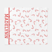 Gepersonaliseerde Candy Cane Kerstmis Fleece Deken (Voorkant (Horizontaal))