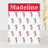 Gepersonaliseerde Candy Cane Kerstmis Kaart (Gele Bloem)
