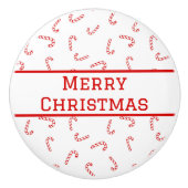 Gepersonaliseerde Candy Cane Kerstmis Keramische Knop (Voorkant)