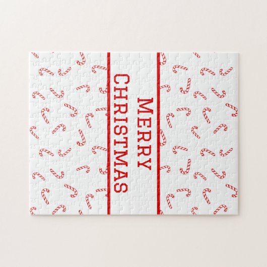 Gepersonaliseerde Candy Cane Kerstmis Legpuzzel (Horizontaal)