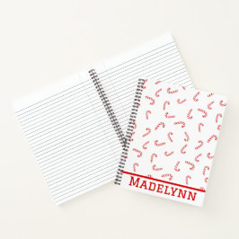 Gepersonaliseerde Candy Cane Kerstmis Notitieboek
