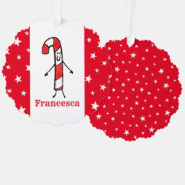 Gepersonaliseerde Candy Cane Kerstmis Ornament Kaart