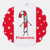 Gepersonaliseerde Candy Cane Kerstmis Ornament Kaart (Voorkant)