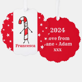 Gepersonaliseerde Candy Cane Kerstmis Ornament Kaart