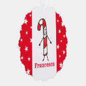 Gepersonaliseerde Candy Cane Kerstmis Ornament Kaart (Rechts)