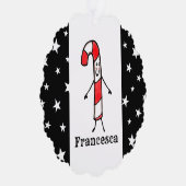 Gepersonaliseerde Candy Cane Kerstmis Ornament Kaart (Rechts)