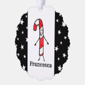 Gepersonaliseerde Candy Cane Kerstmis Ornament Kaart (Links)