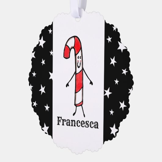 Gepersonaliseerde Candy Cane Kerstmis Ornament Kaart (Links)