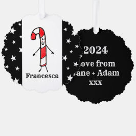 Gepersonaliseerde Candy Cane Kerstmis Ornament Kaart
