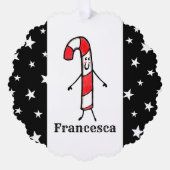Gepersonaliseerde Candy Cane Kerstmis Ornament Kaart (Voorkant)