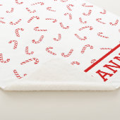 Gepersonaliseerde Candy Cane Kerstmis Sherpa Deken (3/4)
