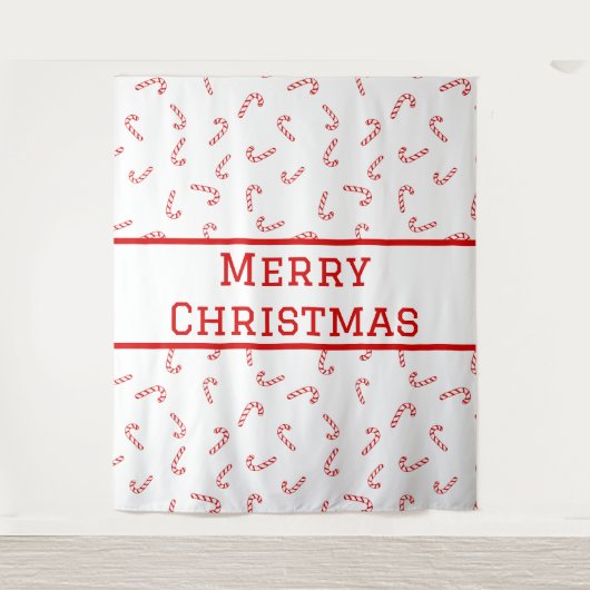 Gepersonaliseerde Candy Cane Kerstmis Wandkleed (Voorkant)