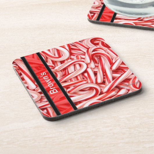 Gepersonaliseerde Candy Cane Onderzetter (Linkerzijde)