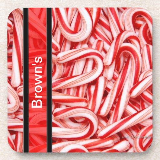 Gepersonaliseerde Candy Cane Onderzetter (Voorkant)