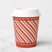 Gepersonaliseerde Candy Cane Stripe Papieren Bekers (Achterkant)