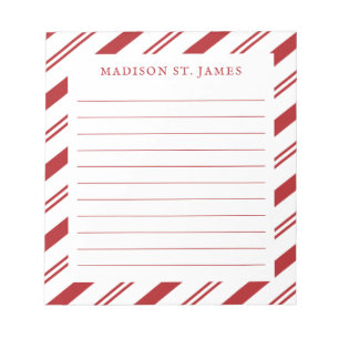 Gepersonaliseerde Candy Cane Stripe Patroon gevoer Notitieblok