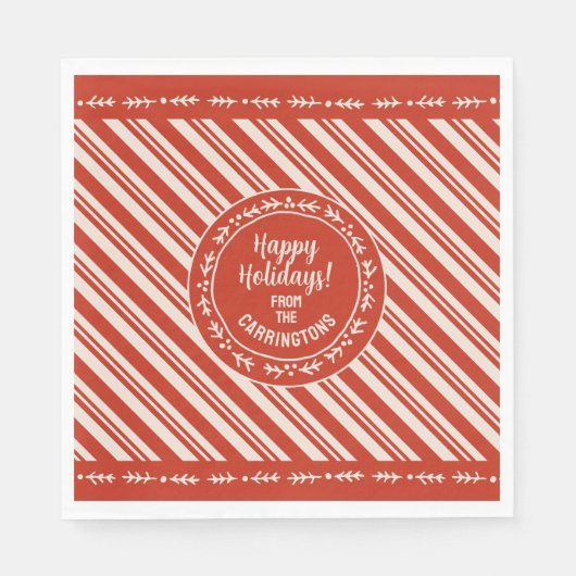 Gepersonaliseerde Candy Cane Stripe Servet (Voorkant)