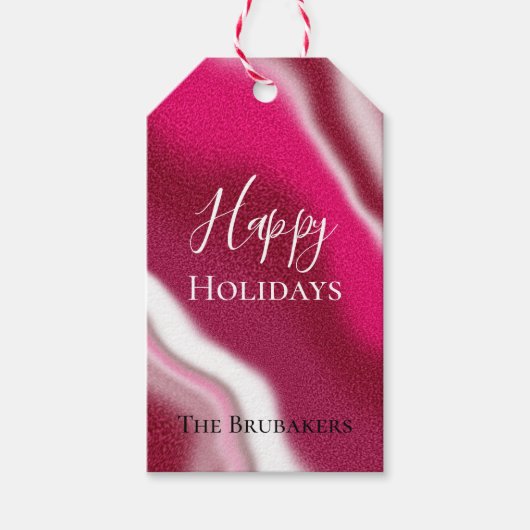 Gepersonaliseerde Candy Cane Unieke Rode Gelukkige Cadeaulabel (Voorkant)