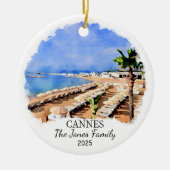 Gepersonaliseerde Cannes, Frankrijk Gift Keramisch Ornament (Voorkant)
