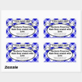 Gepersonaliseerde Canning Jar Label, Blue Gingham  Rechthoekige Sticker (Vel)