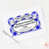 Gepersonaliseerde Canning Jar Label, Blue Gingham  Rechthoekige Sticker (Envelop)