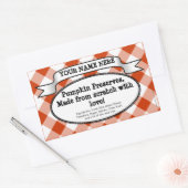 Gepersonaliseerde Canning Jar Label, Oranje Gingha Rechthoekige Sticker (Envelop)