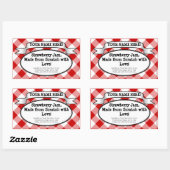 Gepersonaliseerde Canning Jar Label, Red Gingham J Rechthoekige Sticker (Vel)