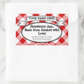 Gepersonaliseerde Canning Jar Label, Red Gingham J Rechthoekige Sticker (Tas)