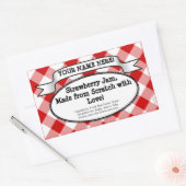 Gepersonaliseerde Canning Jar Label, Red Gingham J Rechthoekige Sticker (Envelop)