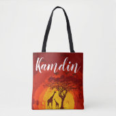 Gepersonaliseerde Canvas tas African Safari Giraff (Voorkant)