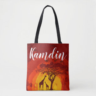 Gepersonaliseerde Canvas tas African Safari Giraff