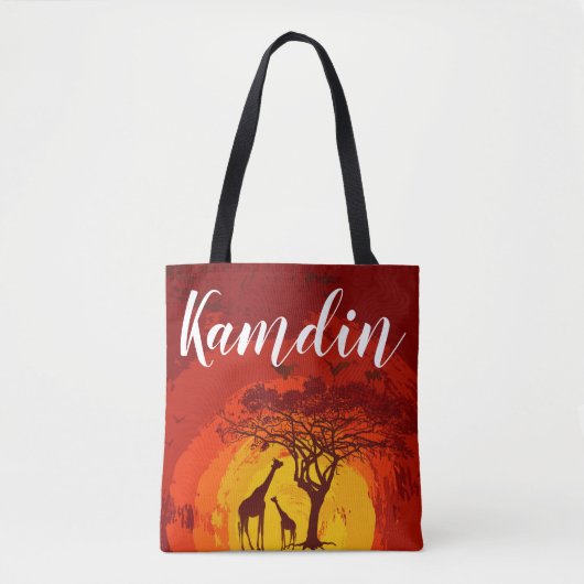 Gepersonaliseerde Canvas tas African Safari Giraff (Voorkant)
