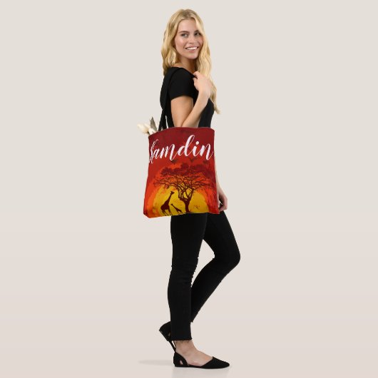 Gepersonaliseerde Canvas tas African Safari Giraff (Op model)