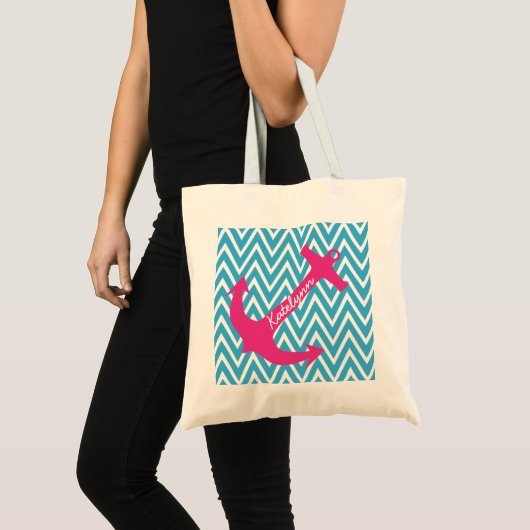 Gepersonaliseerde Canvas tas Anchor & Turquoise Ch (Voorkant (product))