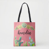 Gepersonaliseerde Canvas tas Bohemian Cactus Succu (Voorkant)