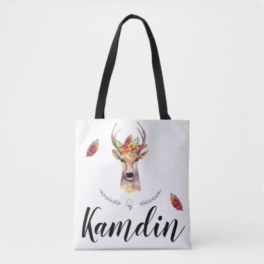 Gepersonaliseerde Canvas tas boho hert Buck Head B (Voorkant)