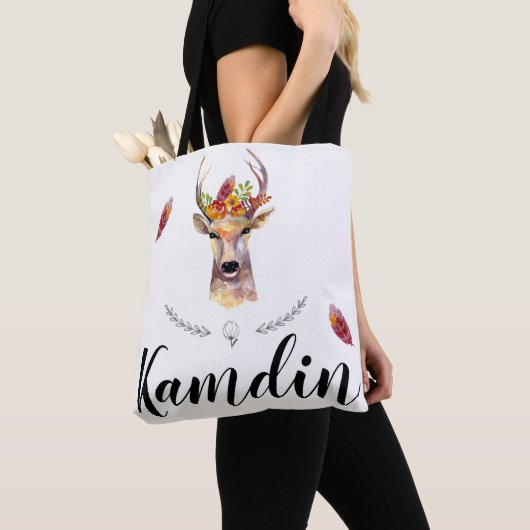 Gepersonaliseerde Canvas tas boho hert Buck Head B (Dichtbij)