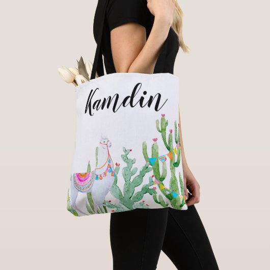 Gepersonaliseerde Canvas tas Boho Llama Bohemian C (Dichtbij)