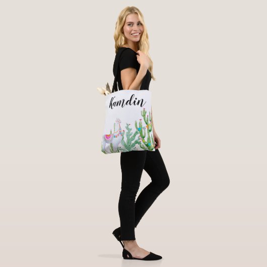 Gepersonaliseerde Canvas tas Boho Llama Bohemian C (Op model)