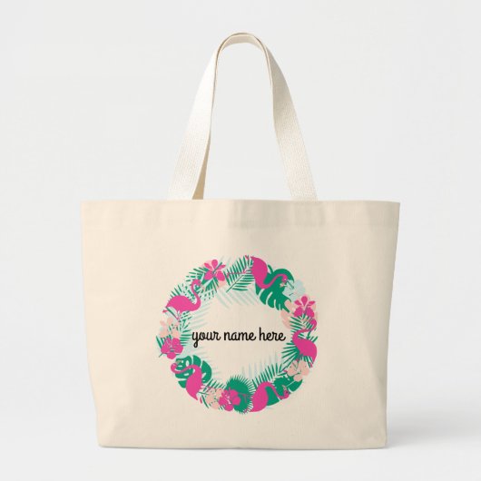 Gepersonaliseerde Canvas tas Flamingo (Voorkant)