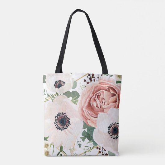 Gepersonaliseerde Canvas tas Geometric Garden Roos (Achterkant)