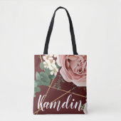 Gepersonaliseerde Canvas tas Geometric Garden Roos (Voorkant)