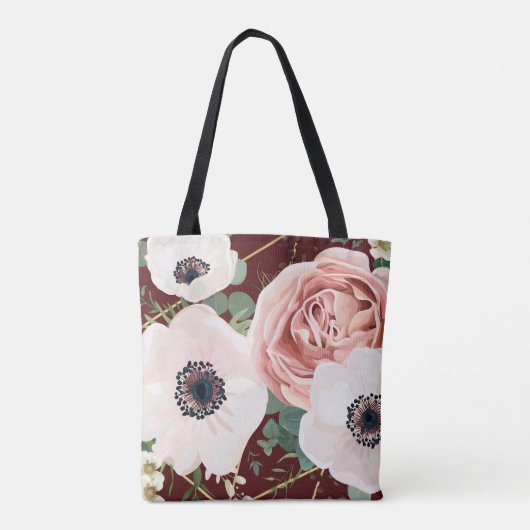 Gepersonaliseerde Canvas tas Geometric Garden Roos (Achterkant)