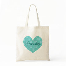 Gepersonaliseerde canvas tas hartpolka-stippen